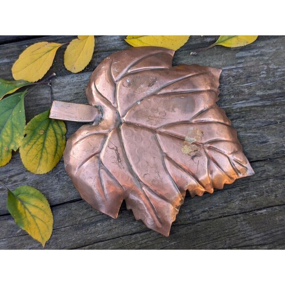 Vintage Copper Tray Candle Holder, Farmhouse Rustic Decor - Picture 7 of 8